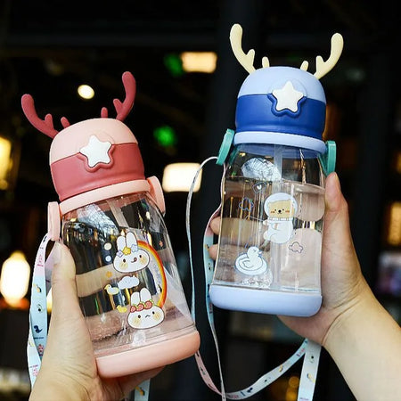 600ML Kids Water Sippy Cartoon Baby Bottles Children Cup