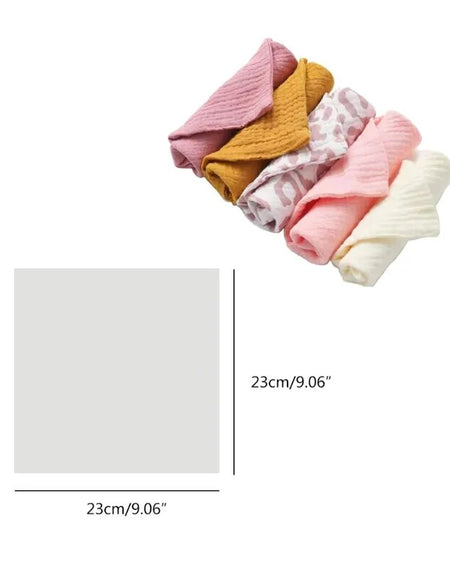 5 Pcs Baby Towels Muslin Cloth Hand Face Wipes Saliva Bib Handkerchief Washcloth