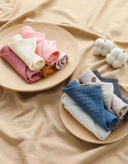 5 Pcs Baby Towels Muslin Cloth Hand Face Wipes Saliva Bib Handkerchief Washcloth