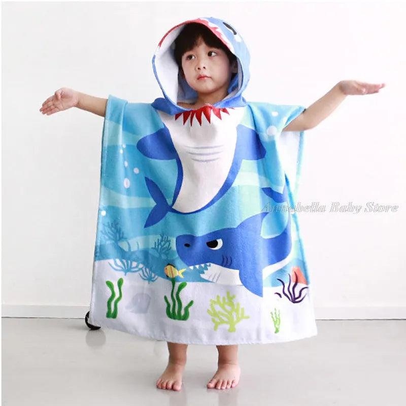 Cartoon Baby Bath Towel Microfiber Cotton Hooded Beach Newborn Cape