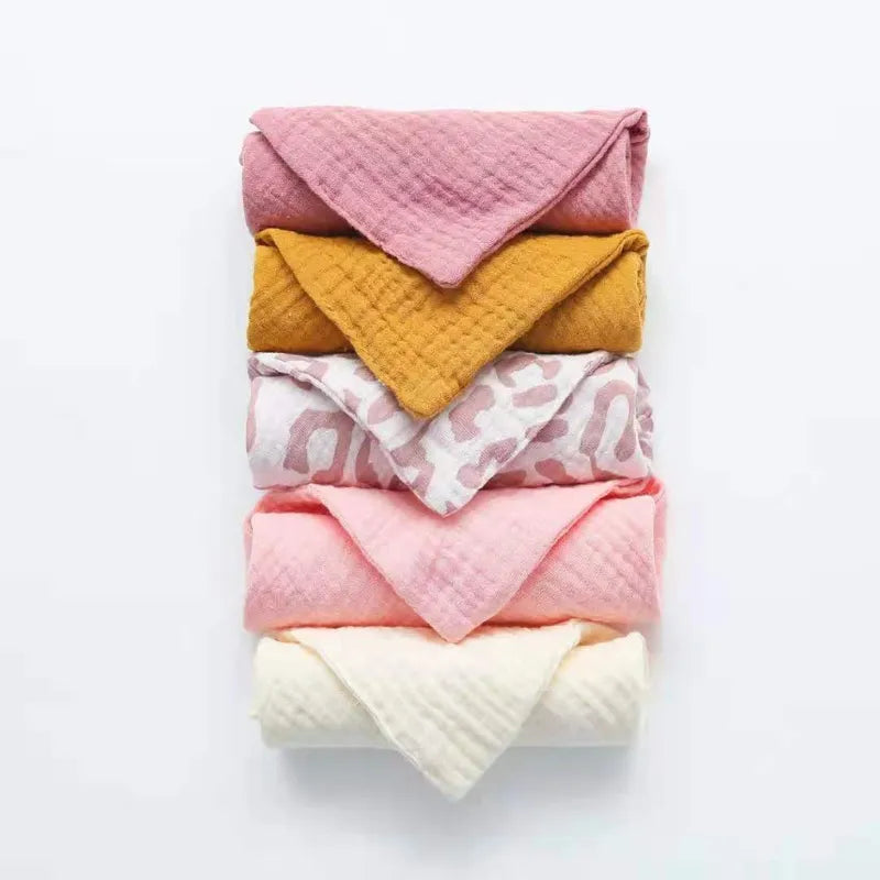 5 Pcs Baby Towels Muslin Cloth Hand Face Wipes Saliva Bib Handkerchief Washcloth