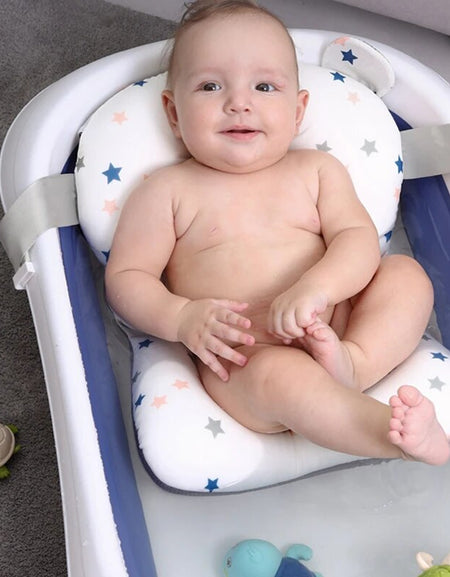 Baby Bath Seat Support Mat Foldable Baby Bath Tub Pad & Chair Newborn Bathtub