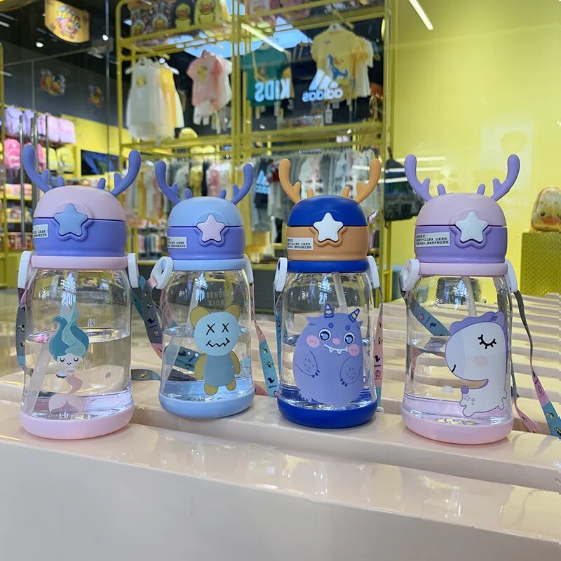 600ML Kids Water Sippy Cartoon Baby  Bottles Children Cup