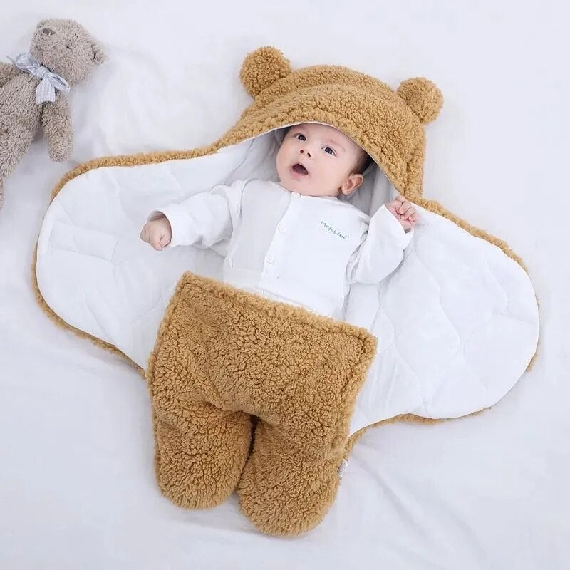 Happytobias Fluffy Soft Newborn Baby Sleeping Bags Baby Wrap Blankets Bedding