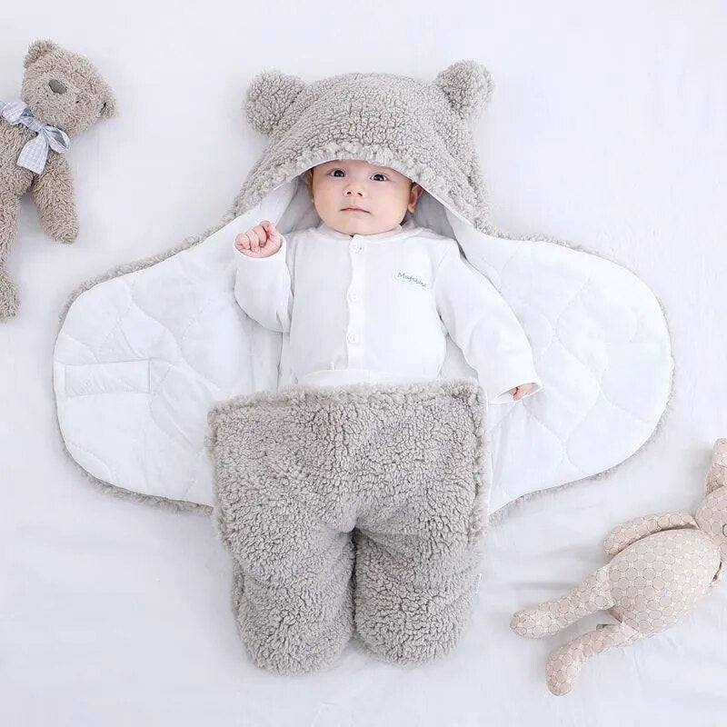 Happytobias Fluffy Soft Newborn Baby Sleeping Bags Baby Wrap Blankets Bedding