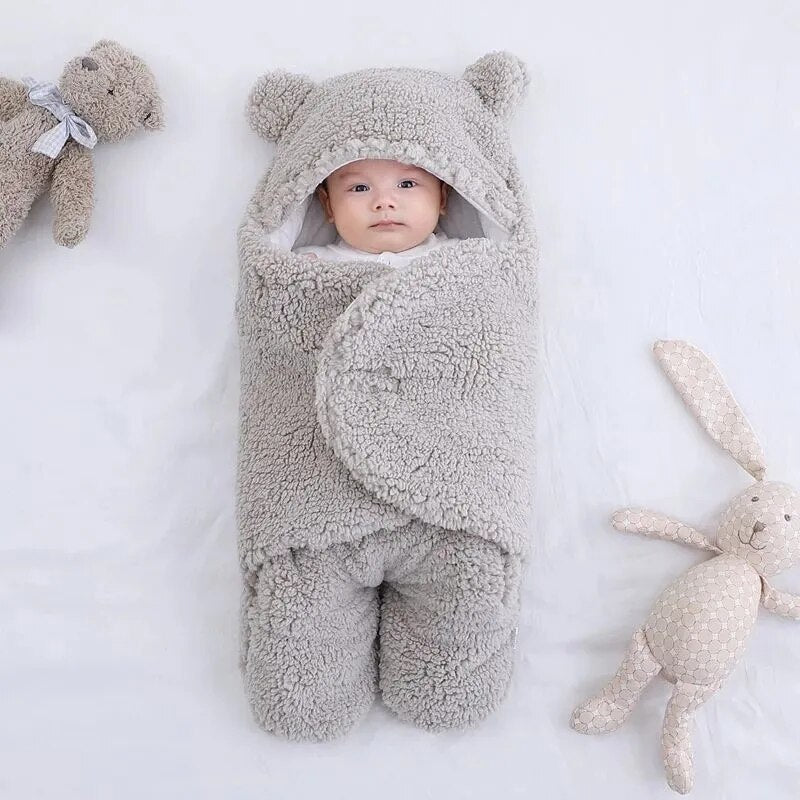 Happytobias Fluffy Soft Newborn Baby Sleeping Bags Baby Wrap Blankets Bedding