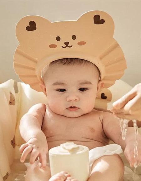 Cartoon Bear Baby Foam Shampoo Cap Soft Hair Wash Hat for Kids Bathing