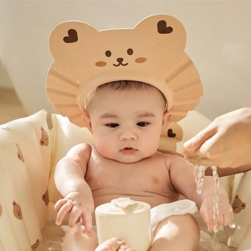 Cartoon Bear Baby Foam Shampoo Cap Soft Hair Wash Hat for Kids Bathing