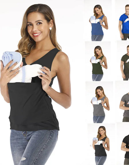 Safety Kangaroo Pocket T Shirt Baby Carrier Pregnancy Clothes Summer