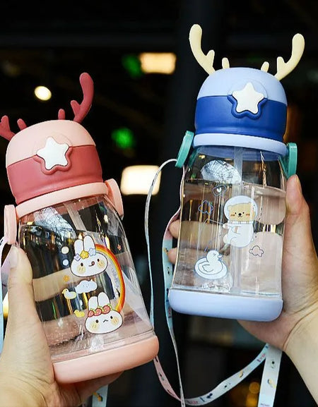 600ML Kids Water Sippy Cartoon Baby  Bottles Children Cup