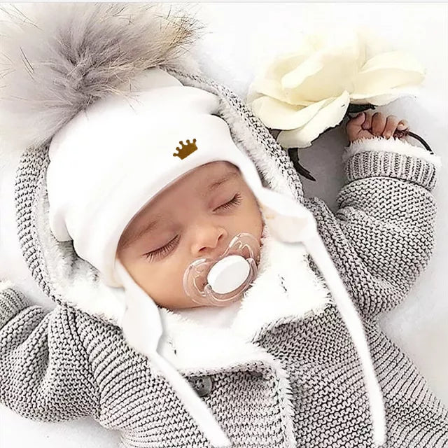 Newborn Baby hat for Boys Girls with ear Warmmer earflap rope Winter Cotton