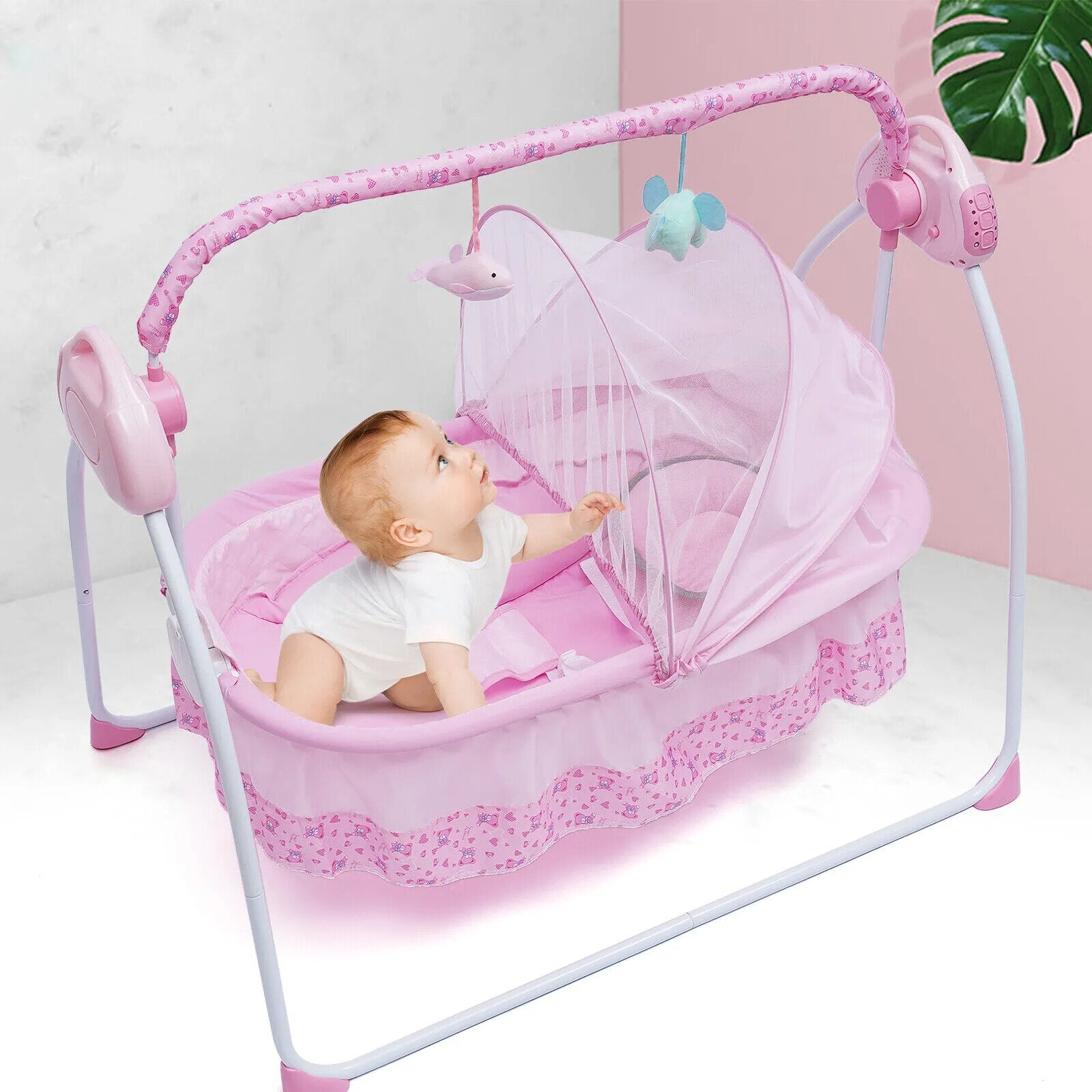 Electric Baby Crib Cradle Infant Bed Sleeping Auto-Swing Rocking Chair