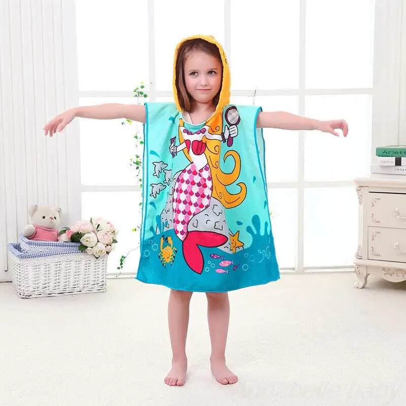 Cartoon Baby Bath Towel Microfiber Cotton Hooded Beach Newborn Cape