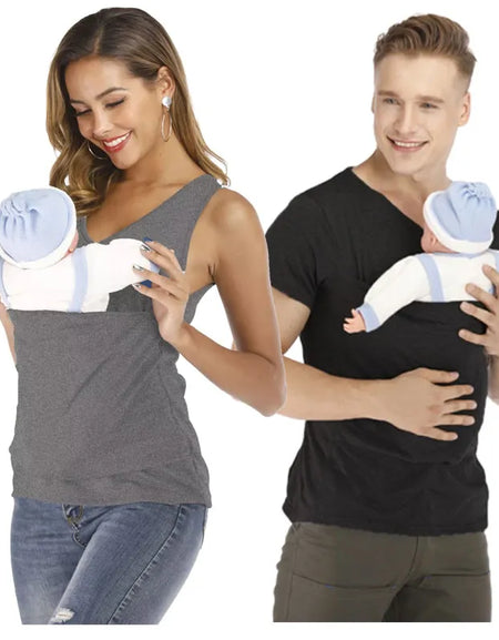 Safety Kangaroo Pocket T-Shirt Baby Carrier Pregnancy Clothes Summer