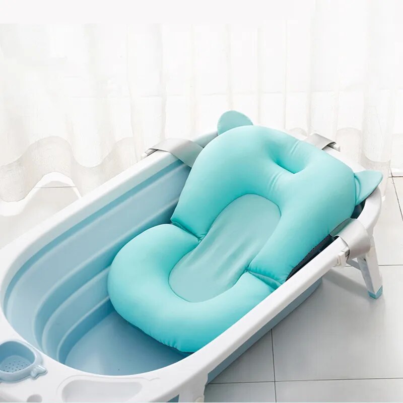 Baby Bath Seat Support Mat Foldable Baby Bath Tub Pad & Chair Newborn Bathtub