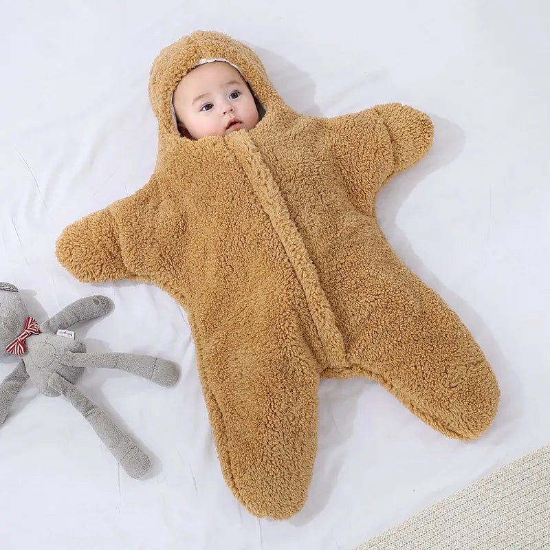 Happytobias Fluffy Soft Newborn Baby Starfish Sleeping Bags Star Wrap