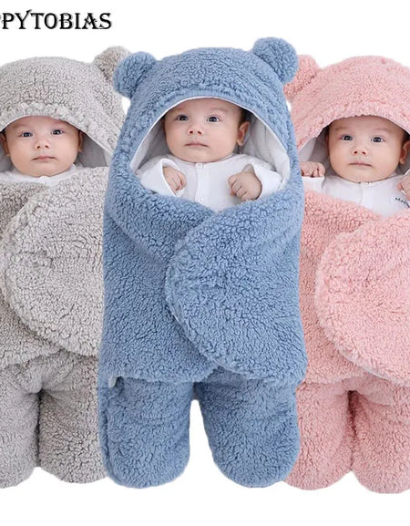Happytobias Fluffy Soft Newborn Baby Sleeping Bags Baby Wrap Blankets Bedding