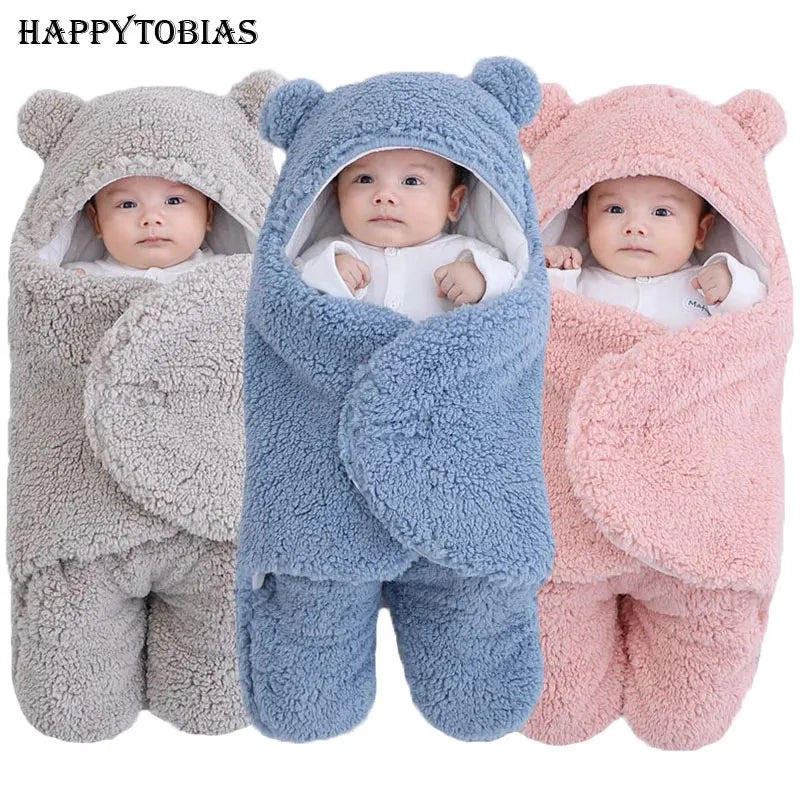 Happytobias Fluffy Soft Newborn Baby Sleeping Bags Baby Wrap Blankets Bedding