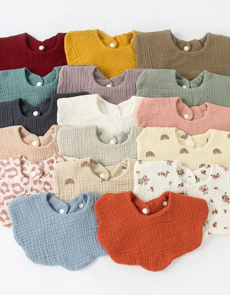 Soft Baby Print Bibs Solid Color Infant Bib Newborn Burp Cloths