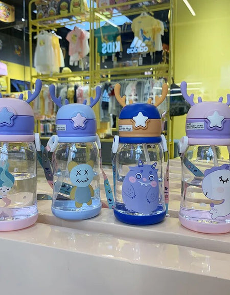 600ML Kids Water Sippy Cartoon Baby  Bottles Children Cup