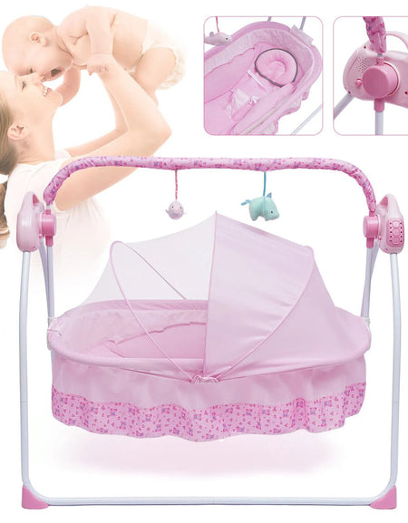 Electric Baby Crib Cradle Infant Bed Sleeping Auto-Swing Rocking Chair