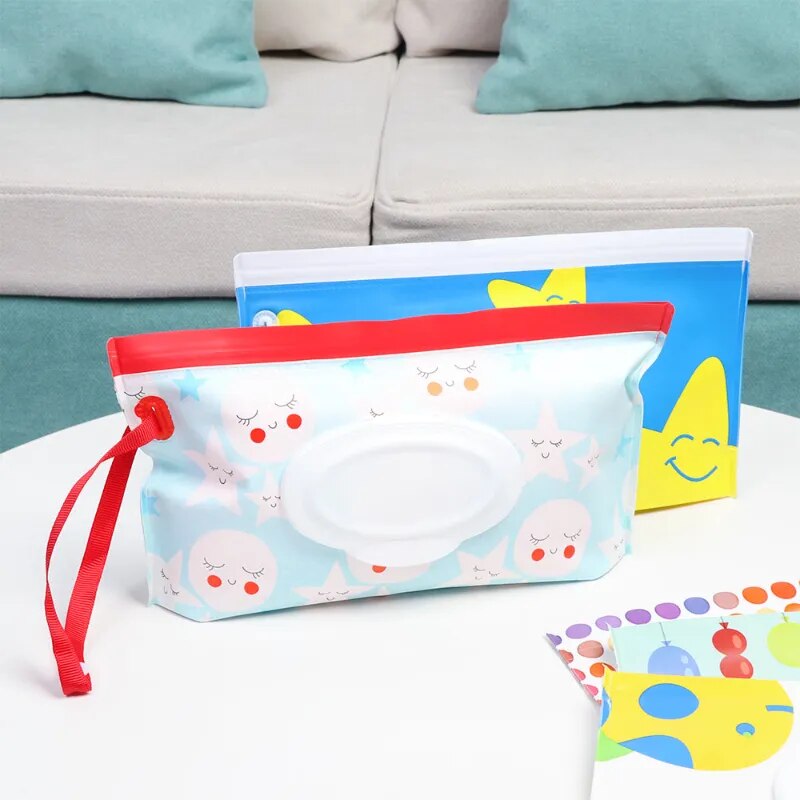 Baby Wet Wipe Pouch Cute Refillable Wet Wipes Bag