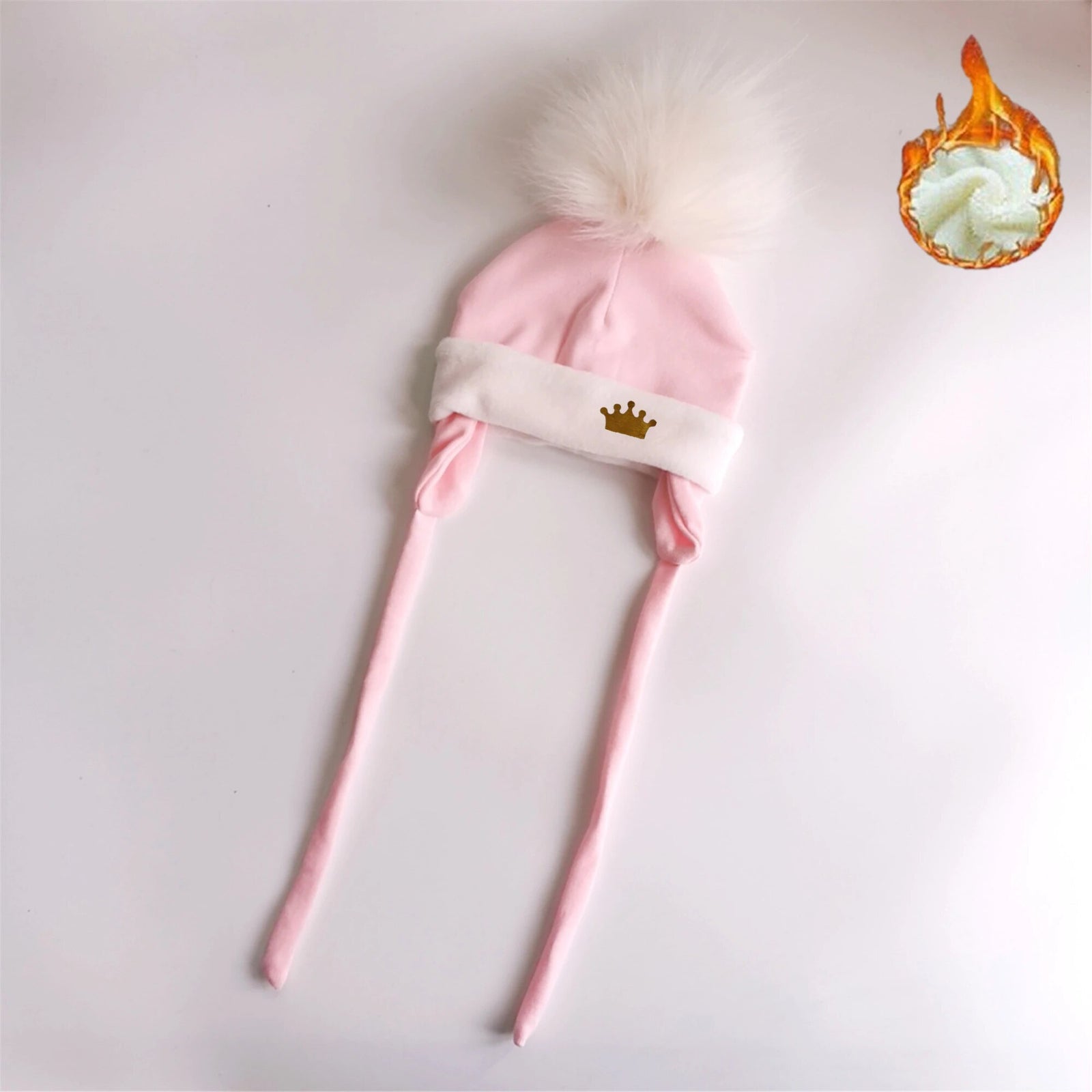 Newborn Baby hat for Boys Girls with ear Warmmer earflap rope Winter Cotton