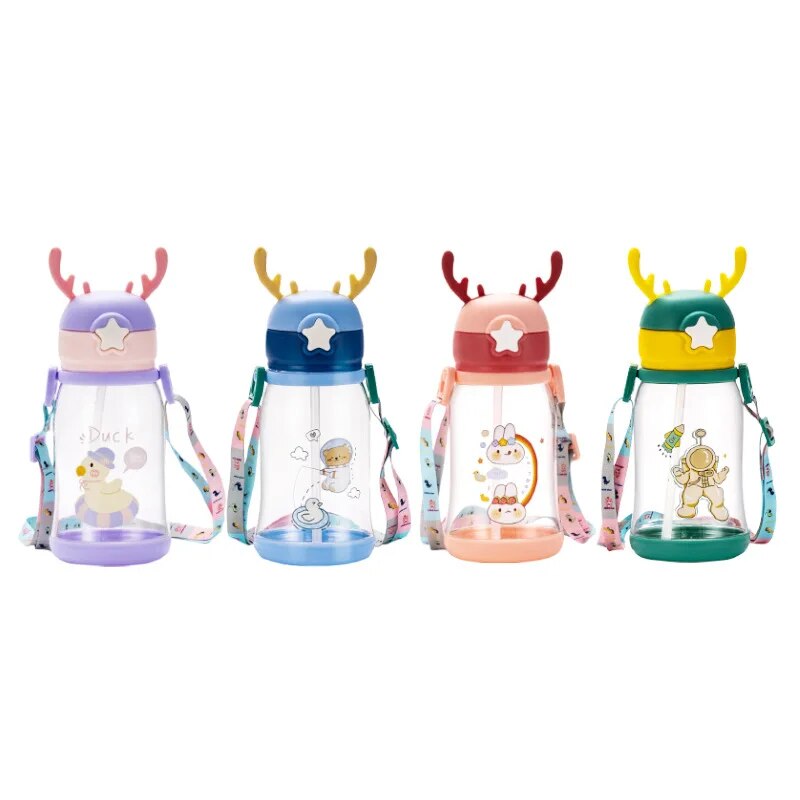 600ML Kids Water Sippy Cartoon Baby  Bottles Children Cup