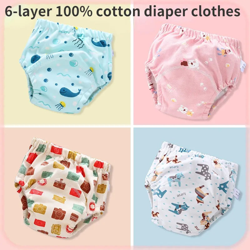 6 Layer Waterproof Baby Cotton Training Pants Shorts Cloth Diaper