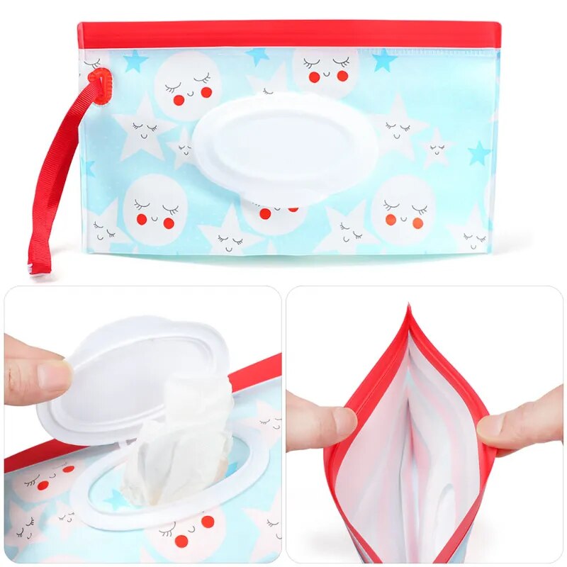 Baby Wet Wipe Pouch Cute Refillable Wet Wipes Bag