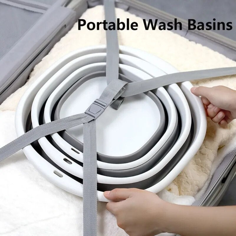 Plastic Folding Basins Portable Wash Basins Folding Laundry Tub Adult Baby Bath